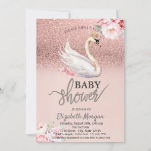 Roos Gold Glitter Bokeh, Pancakes Baby shower Kaart