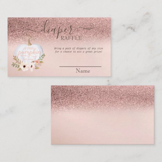 Roos Gold Glitter Bokeh, pompoen Baby shower Informatiekaartje (Voorkant / Achterkant)
