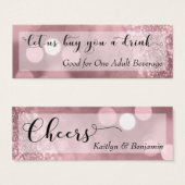 Roos Gold Glitter Bokeh Script Mini Drink Ticket Mini Visitekaartjes (Voorkant /achterkant)