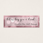 Roos Gold Glitter Bokeh Script Mini Drink Ticket Mini Visitekaartjes (Voorkant)
