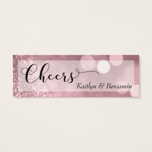 Roos Gold Glitter Bokeh Script Mini Drink Ticket Mini Visitekaartjes (Achterkant)