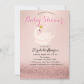 Roos Gold Glitter Bokeh, Swan Crown Baby shower Kaart (Voorkant)