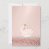 Roos Gold Glitter Bokeh, Swan Crown Baby shower Kaart (Achterkant)