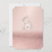 Roos Gold Glitter Bokeh, Teddy Bear Baby shower Kaart (Achterkant)
