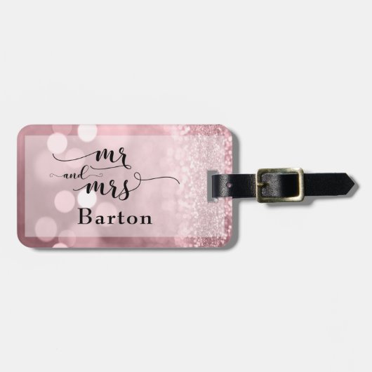 Roos Gold Glitter Bokeh & Typografie Bagagelabel (Voorkant horizontaal)