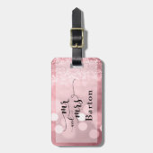 Roos Gold Glitter Bokeh & Typografie Bagagelabel (Voorkant verticaal)