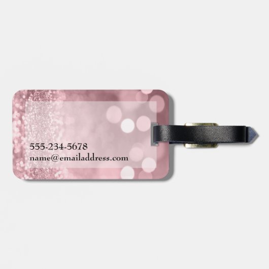 Roos Gold Glitter Bokeh & Typografie Bagagelabel (Achterkant horizontaal)
