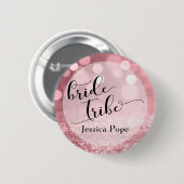 Roos Gold Glitter Bokeh Typografie Bruid Tribe Ronde Button 5,7 Cm (Voorkant /achterkant)