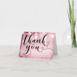Roos Gold Glitter Bokeh & Typografie Hartelijk dan Bedankkaart