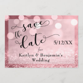 Roos Gold Glitter Bokeh & Typografie Save the Date