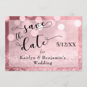 Roos Gold Glitter Bokeh & Typografie Save the Date