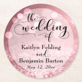 Roos Gold Glitter Bokeh & Typografie Souvenir Ronde Kartonnen Onderzetter