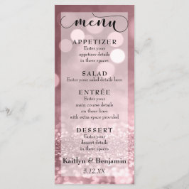 Roos Gold Glitter Bokeh & Typografie Weddenschap M Menu