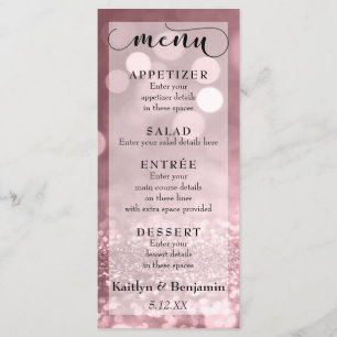 Roos Gold Glitter Bokeh & Typografie Weddenschap M Menu