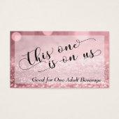 Roos Gold Glitter Bokeh Typography Drink Ticket 2 Visitekaartjes (Voorkant)