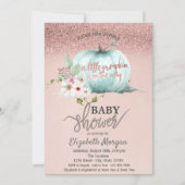 Roos Gold Glitter Bokeh, ventilatorpompoen Baby sh Kaart (Voorkant)