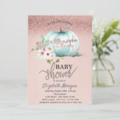 Roos Gold Glitter Bokeh, ventilatorpompoen Baby sh Kaart (Staand voorkant)