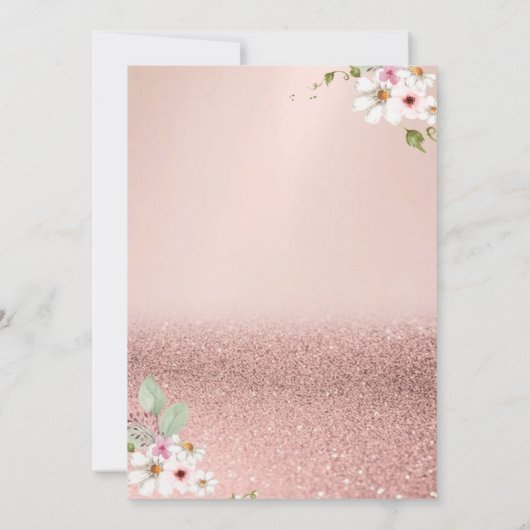 Roos Gold Glitter Bokeh, ventilatorpompoen Baby sh Kaart (Achterkant)