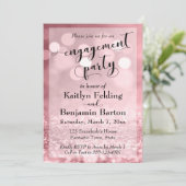 Roos Gold Glitter Bokeh Verlovingsfeest Kaart (Staand voorkant)