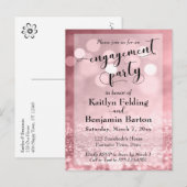 Roos Gold Glitter Bokeh Verlovingsfeest Uitnodiging Briefkaart (Voorkant / Achterkant)