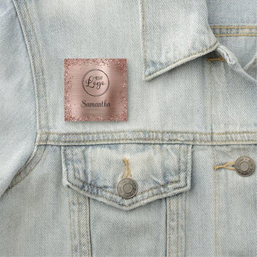 Roos Gold Glitter Border and Folie Logo Naamplaatje (In situ)