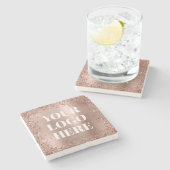 Roos Gold Glitter Border and Folie Logo Stenen Onderzetter (Zijkant)