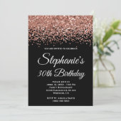 Roos Gold Glitter Border Black 30th Birthday Kaart (Staand voorkant)
