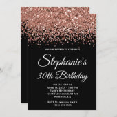 Roos Gold Glitter Border Black 30th Birthday Kaart (Voorkant / Achterkant)