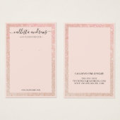 Roos Gold Glitter Border Cursive Earning Display Visitekaartje (Voorkant /achterkant)