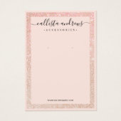 Roos Gold Glitter Border Cursive Earning Display Visitekaartje (Voorkant)
