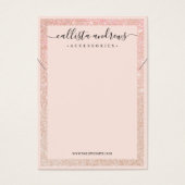Roos Gold Glitter Border Cursive Ketting Display Visitekaartje (Voorkant)