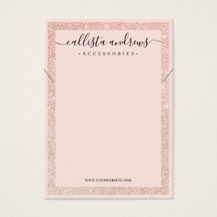 Roos Gold Glitter Border Cursive Ketting Display Visitekaartje