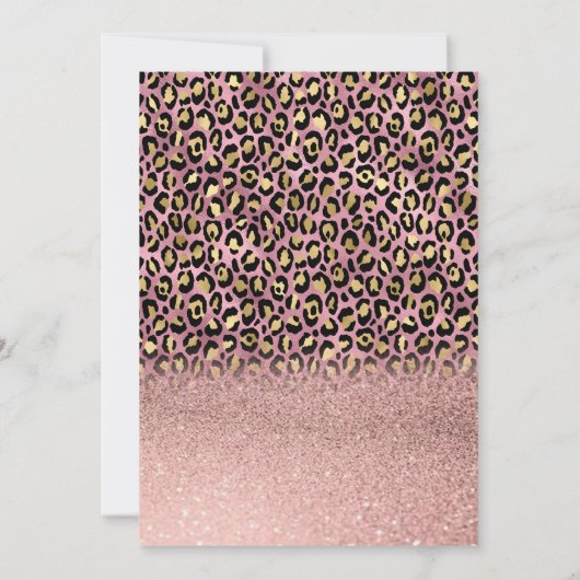 Roos Gold Glitter Border Leopard 50th Birthday Kaart (Achterkant)