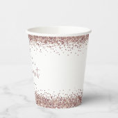 Roos Gold Glitter Border Names Engagement Party Papieren Bekers (Links)