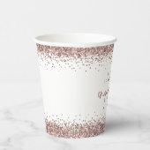 Roos Gold Glitter Border Names Engagement Party Papieren Bekers (Rechts)