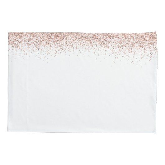 Roos Gold Glitter Border White, prettige kerst Kussensloop (Achterkant)