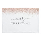 Roos Gold Glitter Border White, prettige kerst Kussensloop (Voorkant)