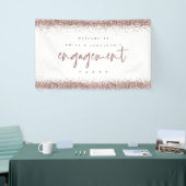 Roos Gold Glitter Borders Welkom Engagement Party Spandoek (Beurs)