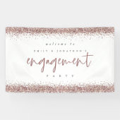 Roos Gold Glitter Borders Welkom Engagement Party Spandoek (Horizontaal)