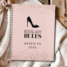 Roos Gold Glitter Boss Lady Logo Blush Planner