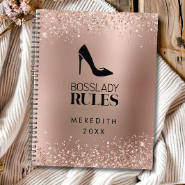 Roos Gold Glitter Boss Lady Stiletto Logo Planner