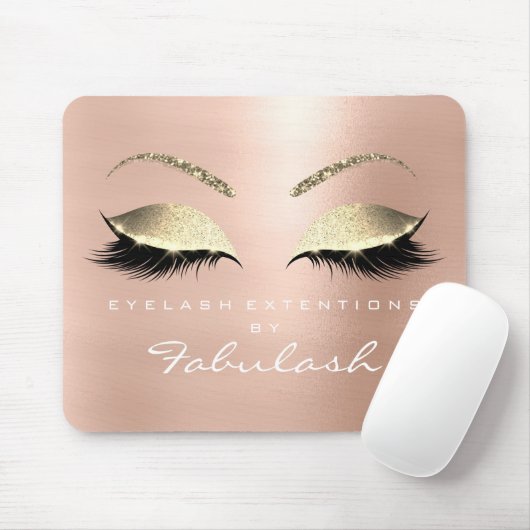 Roos Gold Glitter branding Beauty Lashes White Muismat (Met muis)