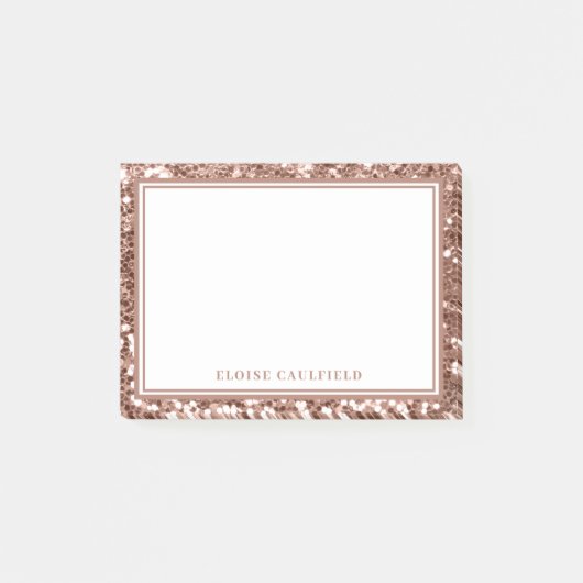 Roos Gold Glitter Bridesmaid Name Favor Post-it® Notes (Voorkant)
