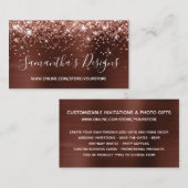 Roos Gold Glitter Brown Folie Online Store Visitekaartje (Voorkant / Achterkant)