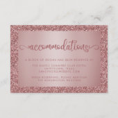 Roos Gold Glitter Bruiloft Accommodaties Informatiekaartje (Achterkant)