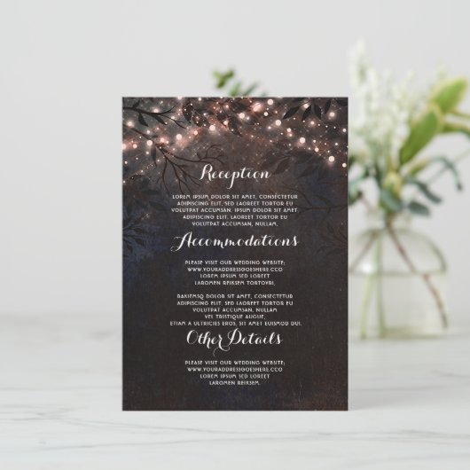 Roos Gold Glitter Bruiloft Informatie Gast Informatiekaartje (Staand voorkant)