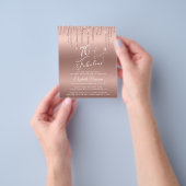 Roos Gold Glitter Budget 70e verjaardag Uitnodigin Flyer (Hand)