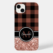 Roos Gold Glitter Buffalo Plays Monogram Case-Mate iPhone Case (Achterkant)