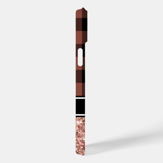 Roos Gold Glitter Buffalo Plays Monogram Case-Mate iPhone Case (Achterkant / Rechts)