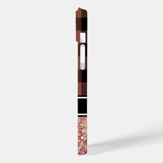 Roos Gold Glitter Buffalo Plays Monogram Case-Mate iPhone Case (Achterkant / Links)